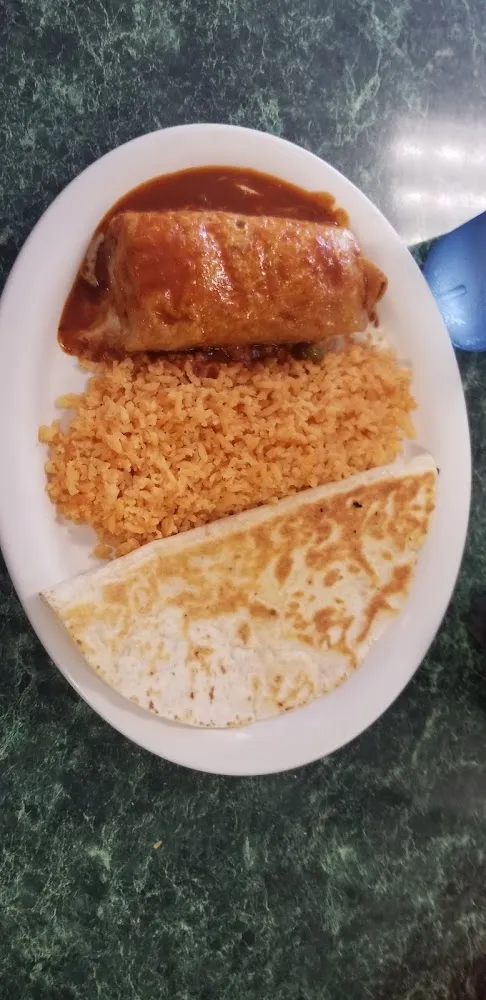 Chimichanga with Rice and Cheese Quesadilla
